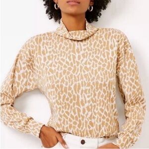 LOFT Animal Spotted Mock Turtleneck Sweater Small